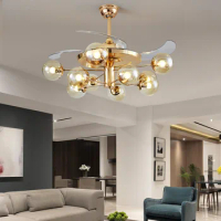 42 inch Modern Invisible Fan lights Acrylic Leaf Led Ceiling Fans 36W Power Wireless remote control ceiling fan light