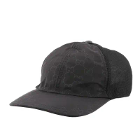 【GUCCI 】GG Logo 緹花布網格棒球帽(黑色) S