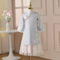 Hanfu Palace Girls' Cheongsam Dress Hanfu 2026 Spring and Autumn New Children's Dress Chinese Ancien