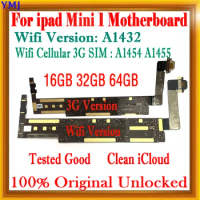 Unlocked Plate for iPad Mini 1, Original Motherboard, No ID Account Clean iCloud Mainboard, Test A1432, WiFi, A1454, A1455, 3G