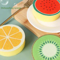 Dishwashing Sponge Fruit Printed Sponge Scouring Pad Dishwashing Rag Decontamination Dishwashing Spo