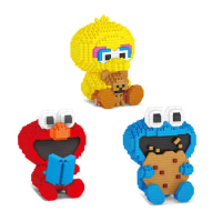 7147A Sesame Street Mini Block Cookie Monster Elmo Big Bird Figure Diamond 3D Model For Children Bricks Toys Gift