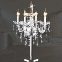 New Products European Luxury Candles Crystal Table Lamps Bedroom Study Rooms LED Glass Desk Lamp Wedding Crystal Table Lamps