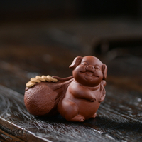 紅春紫砂紫砂茶寵豬佈袋金錢豬雕塑茶具茶玩擺定製
