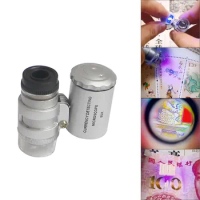Handheld Portable Mini 60x Microscope Led Jewelry Magnifier Multifunctional Microscope With UV Light Pocket Diamond Cut Magnify