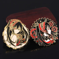 Anime DATE A LIVE Metals Tokisaki Kurumi Figure Enamel Brooch Pins Metal Badges Button Costume Lapel Props For Women Men Gifts