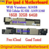 Original For iPad 4 Wifi/Cellular 3G Motherboard Free Icloud 16gb / 32gb / 64gb For iPad 4 Unlocked Logic Board With Full Chips