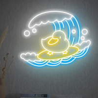 Anime Duck Surf Led Neon Sign Cartoon Neon Signs Kids Room Neon Light Neon Wall Light Sign Bedroom Decoration