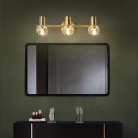 Nordic Crystal Mirror Headlight Bathroom Led Modern Simple Dressing Lamp All Copper Bathroom Mirror Cabinet Special Mirror Lamp