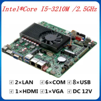Thin ITX Motherboard LVDS Mini ITX 17*17CM DDR3 Core i5 3210M 2.5GHz Mainboard HDMI VGA 2* 1000M LAN 6COM Windows XP 10 LINUX