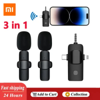 Xiaomi 3 IN 1 Wireless Lavalier Microphone Noise Reduction 3.5MM Mini Lapel Mic for IOS/Android /Camera/Laptop Video Recording