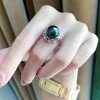 DIY珍珠配件 925銀 天然珍珠戒指空托 遮瑕款指環拖 配9-11mm圓扁