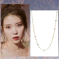 colorful DEL LUNA Hotel IU Korean dramas TV chain Necklace for women girl fashion jewelry choker mujer ресницы piercing man
