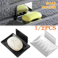 1/2PCS Stainless Steel Soap Rack Punch-free Nail-free Bathroom Single Layer Drain Wall Hanging Sucker Soap Box Soap Sponge Dish