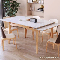 【完美主義】簡瀾 大理石紋岩板伸縮餐桌(110-170公分/飯桌)