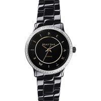 Relax Time 迷你馬卡龍晶鑽陶瓷腕錶-黑x金時標/30mm