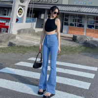 Celana cutbray jeans wanita import celana jeans Stretch wanita High Panjang Keren Vintage Waist