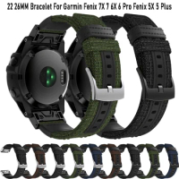 22 26mm QuickFit Jeep Canvas Bracelet Strap For Garmin Fenix 7X 7 Solar 6X 6 Pro 5 5X Plus EPIX Gen 2 Forerunner 955 Smart Watch