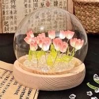 全城熱賣 - 高級感紀念品伴手禮2025新款蝴蝶小夜燈生日禮物送女孩禮品套盒裝粉色鬱金香20朵一整套diy【材料包】