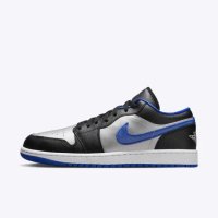 【NIKE 耐吉】Air Jordan 1 Low 男 休閒鞋 運動 喬丹 低筒 閃電配色 藍黑銀(553558-007)