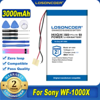 100% Original LOSONCOER WF-1000X 3000mAh Battery For Sony WF-1000X Headset 2 Lines