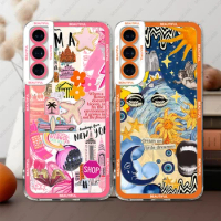 Phone Case For Samsung Galaxy S20 S21 S22 S23 S24 FE Plus Ultra A54 A53 A52 A34 5G TPU Soft Cover Cute Girl Style Stickers