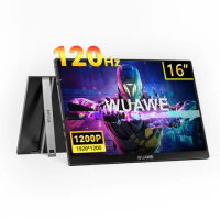 WUAWE 16 inch 1200P 120Hz Portable Monitor, 100% sRGB Portable Gaming Monitor with Built-in Stand, HDR, and Freensync