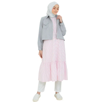 Tunik Katun Terbaru Wanita Remaja Casual Premium LG 789 Muslim Outer Ruffle Salur Atasan Panjang For