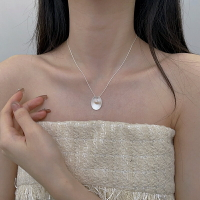 925純銀項鍊貝殼吊墜-復古珍珠貝殼鎖骨鏈女飾品74iu15【獨家進口】【米蘭精品】