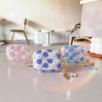 New For Apple AirPods 2/3/Pro 2 Earphone Case Flowers Design Soft Shell For AirPods Pro2 Case Scratch Proof with Cherry Keychain