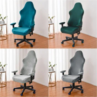 Velvet Gaming Chair Cover Computer Chair Seat Protector Case Elastic Boss Office Chair Cover With Armrest Covers Washable Solid
