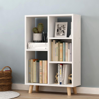 實木色書架簡易落地置物架簡約現代創意學生北歐收納書架小型書柜♠極有家♠