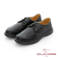 【CUMAR】 舒適輕量 綁帶百搭真皮商務鞋-黑