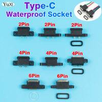 [LOD TTDXS 540] 2Pcs Type-C USB Waterproof Female Connector With Screw Hole 2/4/6/Pin Fast Charging 