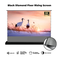 Electric Floor Rising Projector Screen Black Diamond ALR Roll Up Motorized Projection Screen For Long Throw Projector 4K HD