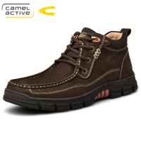Camel Active New Winter Warm Men Boots High Quality Genuine Leather Boots Men Casual Tooling Shoes Working Fahsion Snow Boots
