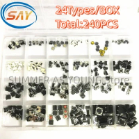 24Types/Box Assorted Micro Push Button Tact Switch Kits Reset Mini Leaf Switch SMD DIP 2*4 3*6 4*4 6*6