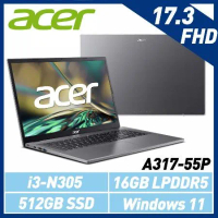 Acer宏碁 A317-55P-3390 17.3吋/i3-N305/16G/512G/Win 11