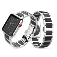 Stainless Steel Strap For Apple watch band 44mm 40mm 42mm 38mm Metal Ceramic Link Bracelet iwatch series 5 4 3 6 se 7 45mm 41mm
