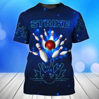2024 New Bowling Shirt Men's T-shirt Summer O-Neck Casual Short Sleeve Jersey Sportswear Gym Tops Unisex Oversized Fashion Tees
