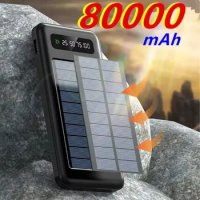 80000mAh QI Solar Wireless Fast Charger Power Bank Outdoor Portable Power Bank External Battery for Xiaomi Mi Samsung IPhone