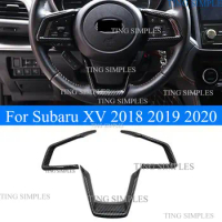 For Subaru Crosstrek Forester Impreza XV 2018 2019 2020 Carbon Fiber Steering Wheel Trims Cover abs chrome accessories