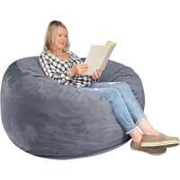 WhatsBedding 3 ft Bean Bag Chairs Adults/Teens Filling, Medium Bean Bag Sofa with Memory Foam, Furniture Bag Dark Gray, 3 Foot