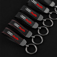 For Audi A1 A3 A4 A5 A6 A7A8 Q3 Q5 Q7 SQ5 S1 S3 S4 S5 S6 S7 S8 RS3 RS5 RS6 Carbon fiber leather Car Keychain Key Rings
