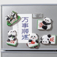Creative Chinese Style Panda Refrigerator Sticker Cute Three-dimensional Qin Qi Shu Hua Panda Resin Refrigerator Sticker