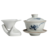功夫單蓋碗茶杯大號茶備青花瓷泡茶碗器白瓷三才陶瓷碗茶具配件
