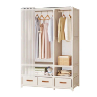 Simple Open Wardrobes for Home Portable Bedroom Clothes Hanger Storage Cabinet Dustproof Multilayer Fabric Wardrobe with Drawers