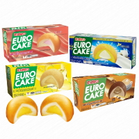 Euro cake 北海道牛奶泡芙蛋糕 海綿蛋糕 草莓/北海道牛奶/哈密瓜/卡布奇諾/香蕉 大盒12入