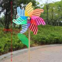 24cm Wood windmill garden yard party outdoor wind spinner ornament kids toys
