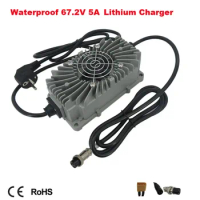 67.2V 5A Lithium Ebike Charger Waterproof 60V 16S 67V Golf Cart Electric Bicycle Bike Scooter Smart Charger IP67